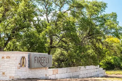 entrance sign at Firefly Resort in Fredericksburg