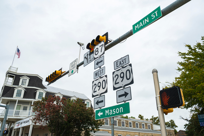 traffic light at Main Street in Fredericksburg TX