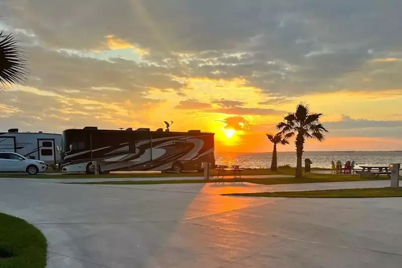 RV site at sunset