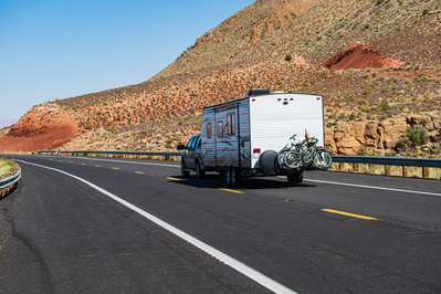 RV on road in Texas