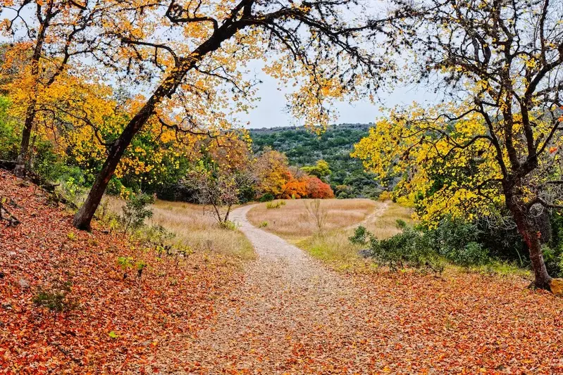 hiking path in fall texas hill country