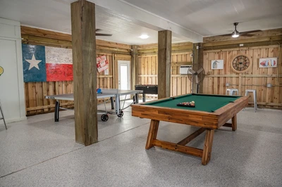 game room at Firefly Resort, a top destination for RV camping in Texas