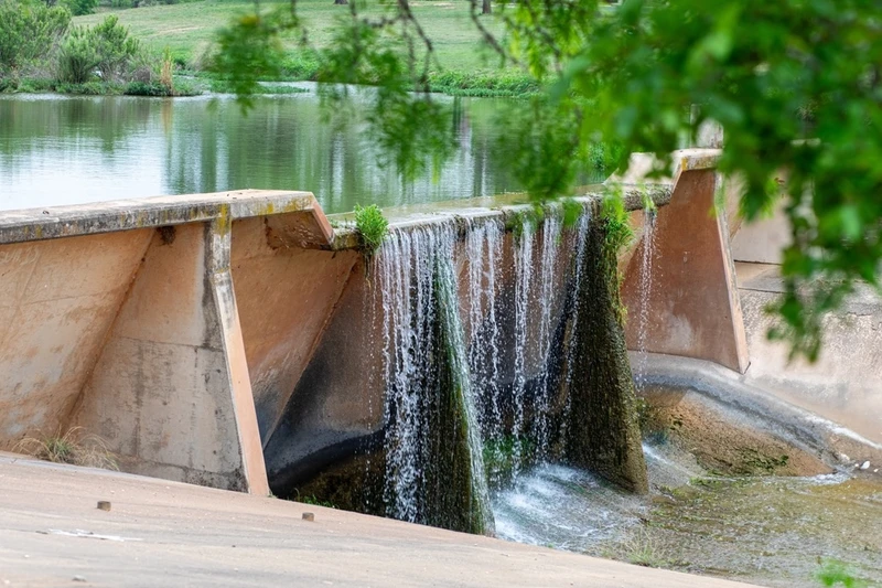 waterfall at Lady Bird Johnson Park in Fredericksburg